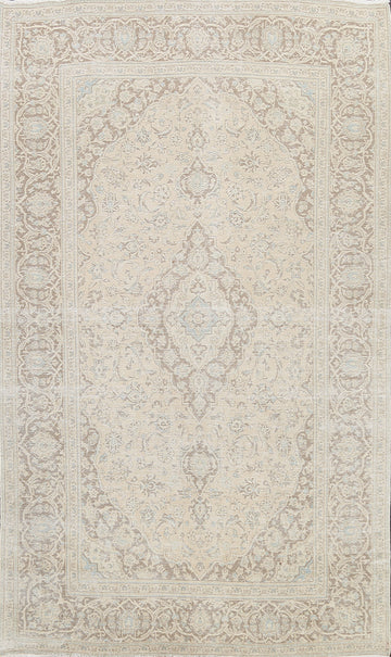 Muted Distressed Kashan Persian Area Rug 6x9