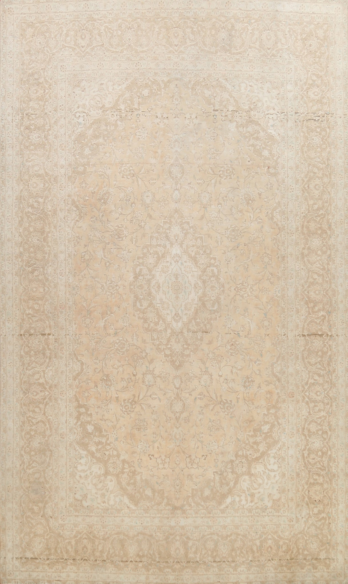 Muted Distressed Kashan Persian Area Rug 8x11