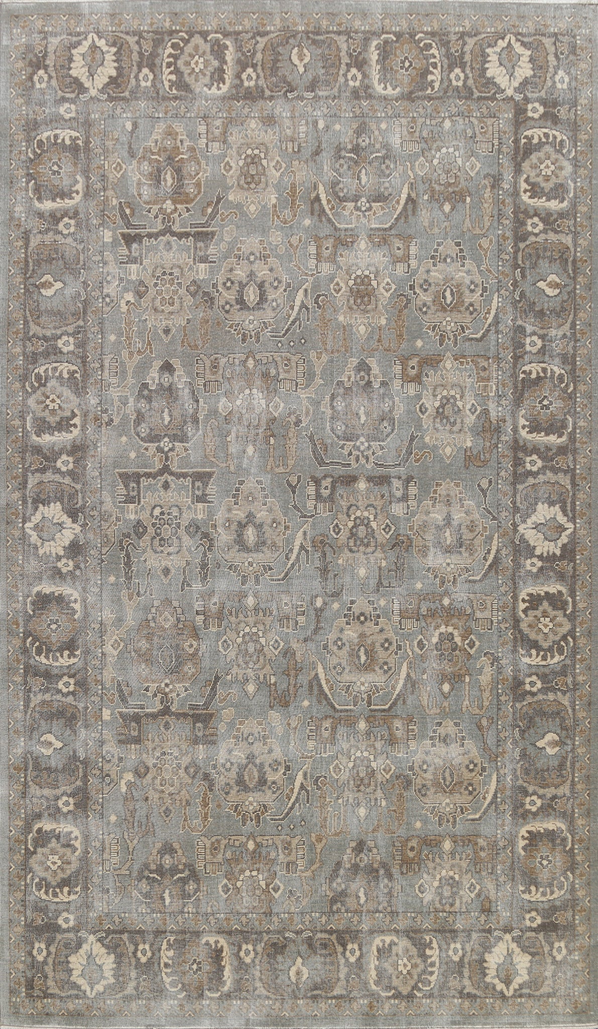 Silver Washed Ziegler Turkish Area Rug 7x10