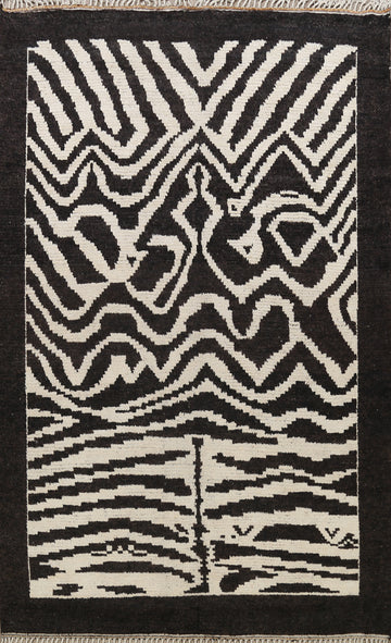 Black and White Moroccan Modern Area Rug 8x10