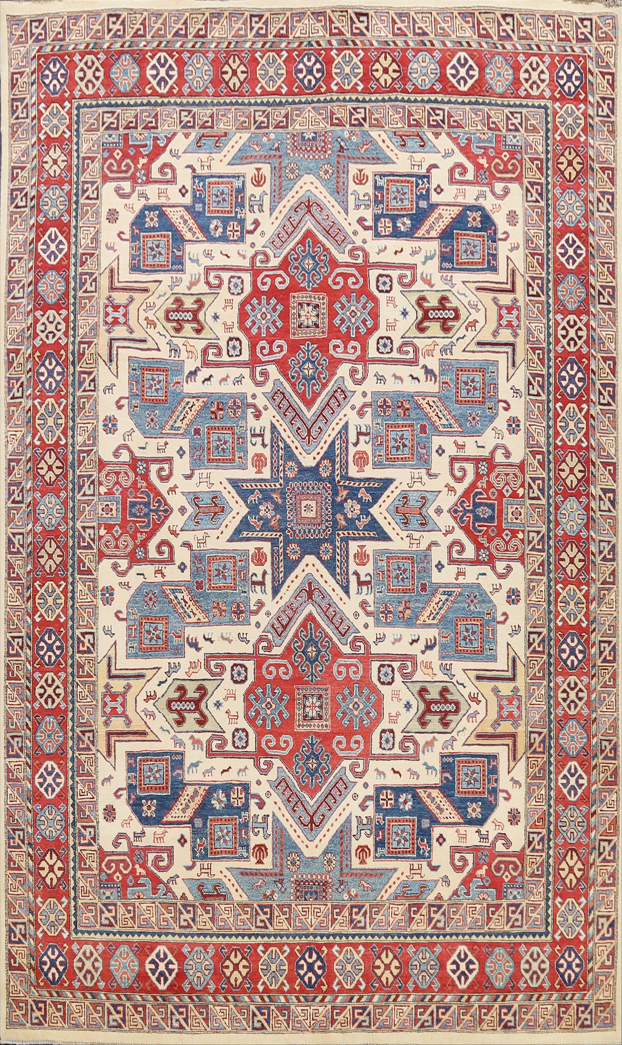 Vegetable Dye Super Kazak Oriental Area Rug 9x12