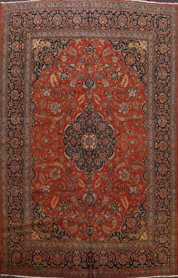 Antique Vegetable Dye Kashan Dabir Persian Area Rug 10x13