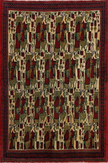 All-Over Afshar Persian Area Rug 5x7