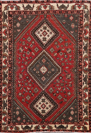 Antique Geometric Shiraz Persian Area Rug 5x6