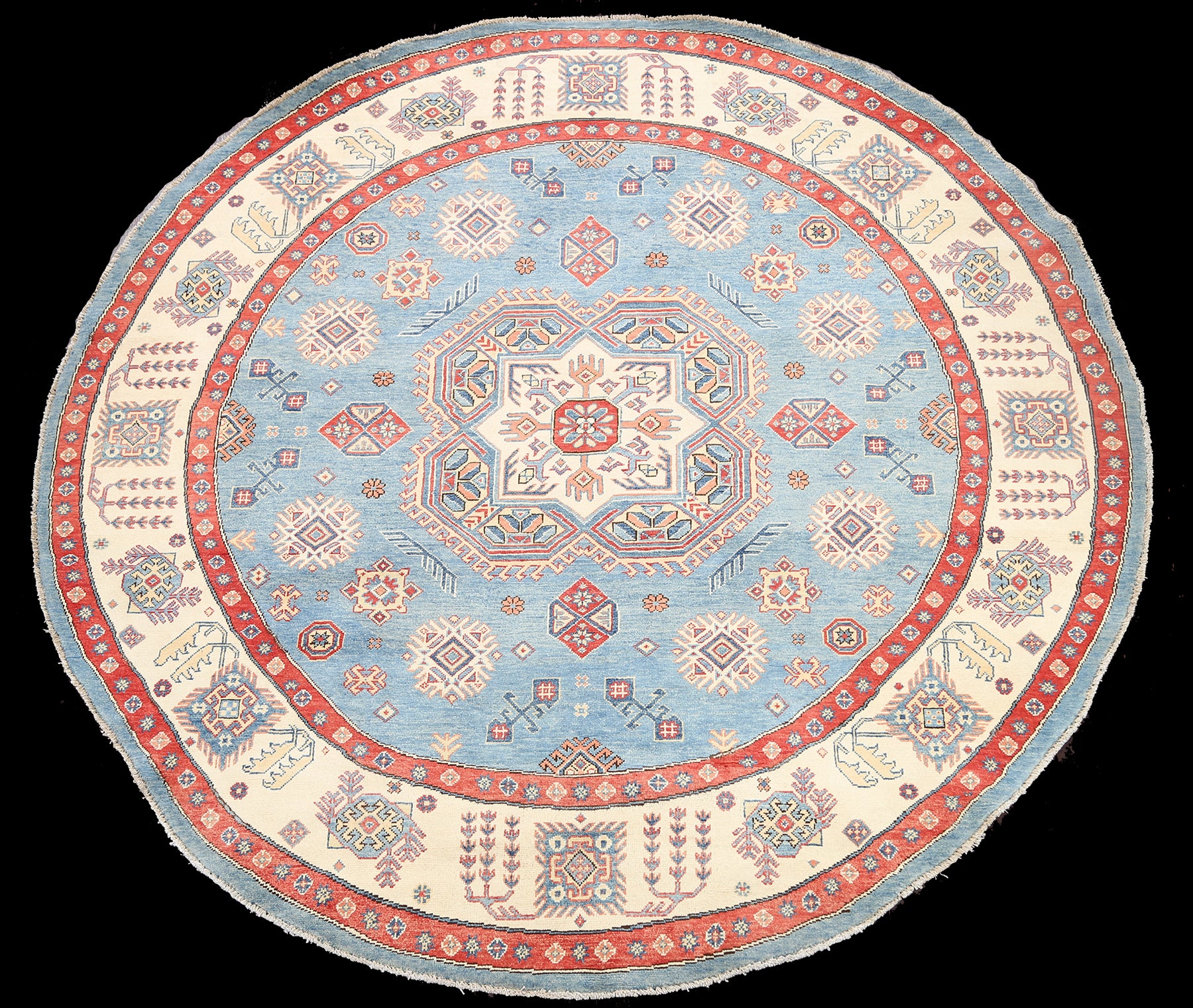 100% Vegetable Dye Round Super Kazak Oriental Area Rug 8x8