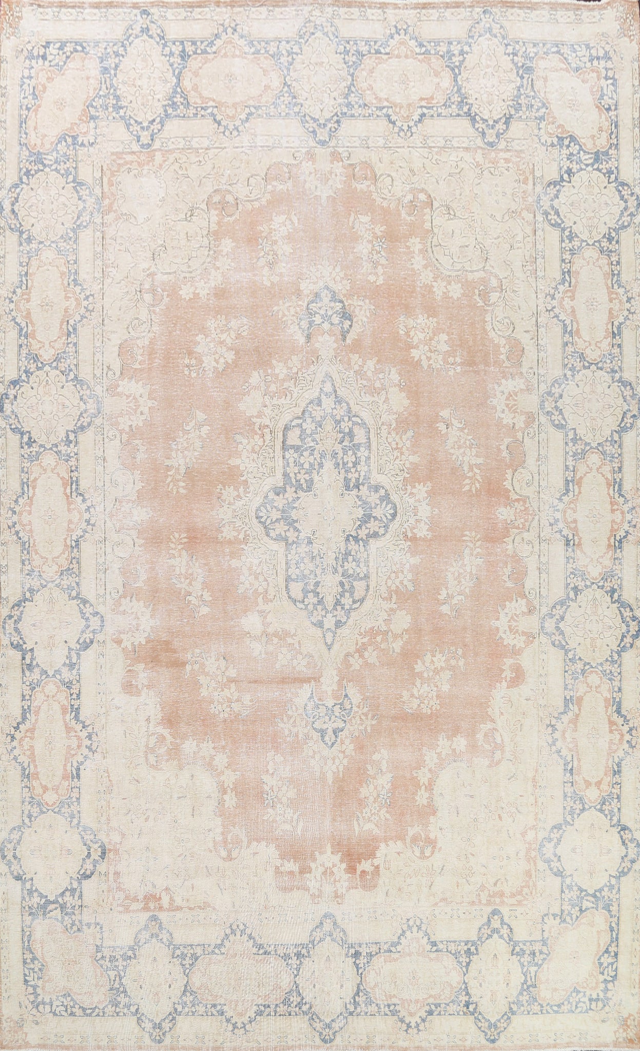 Muted Distressed Kerman Persian Area Rug 10x13