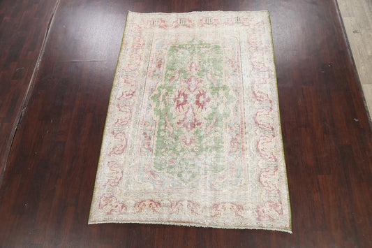 Muted Distressed Kerman Persian Area Rug 6x8