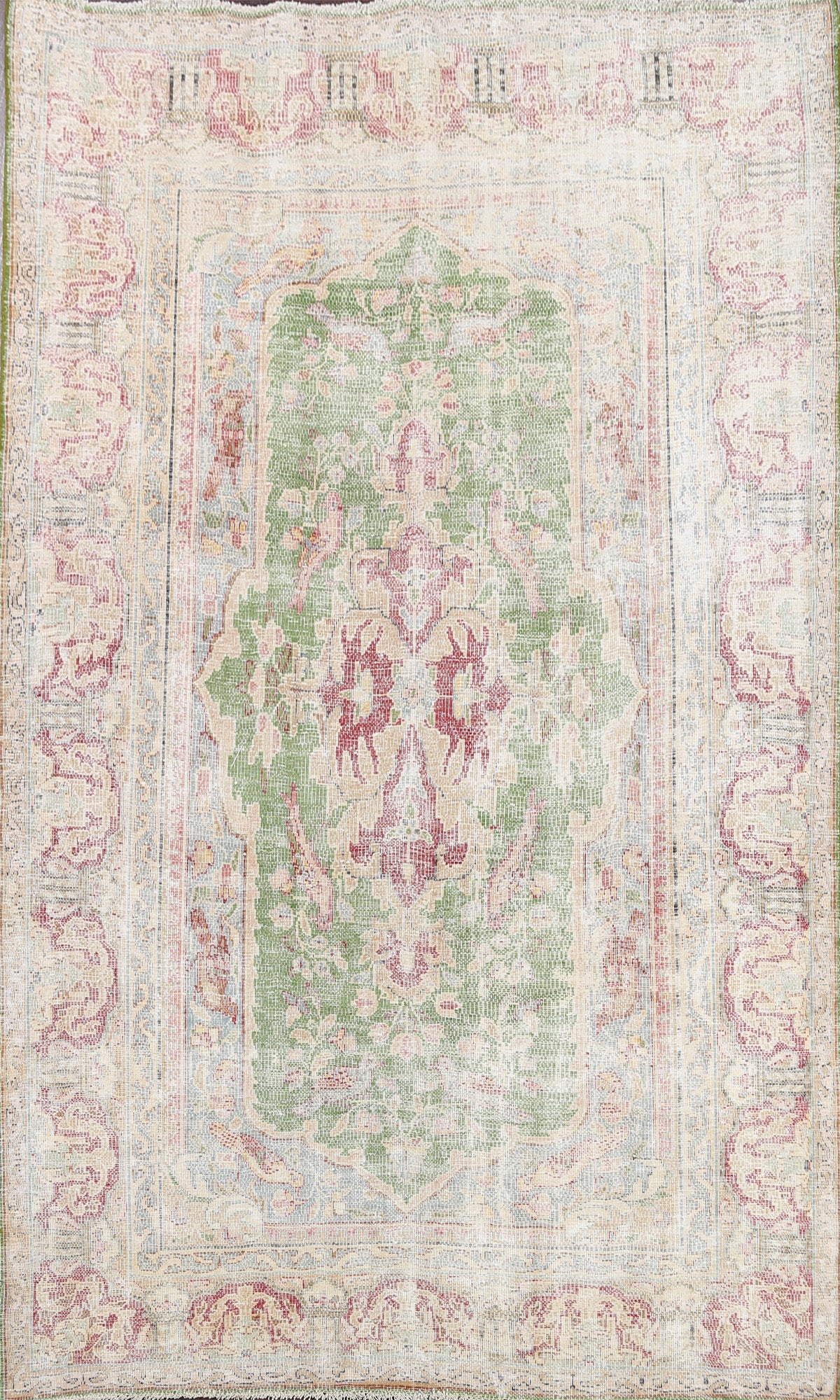 Muted Distressed Kerman Persian Area Rug 6x8