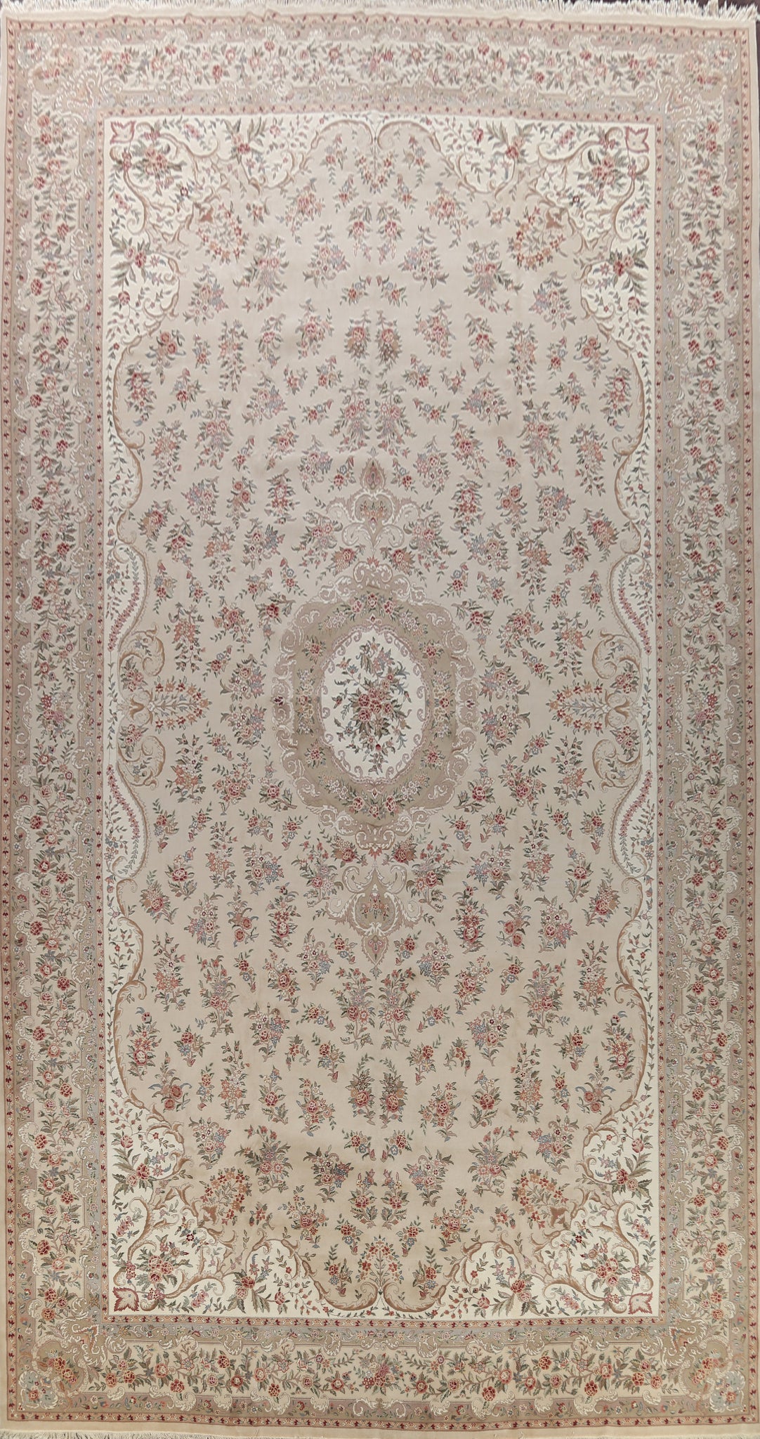 Large Vegetable Dye Floral Aubusson Oriental Area Rug 14x24