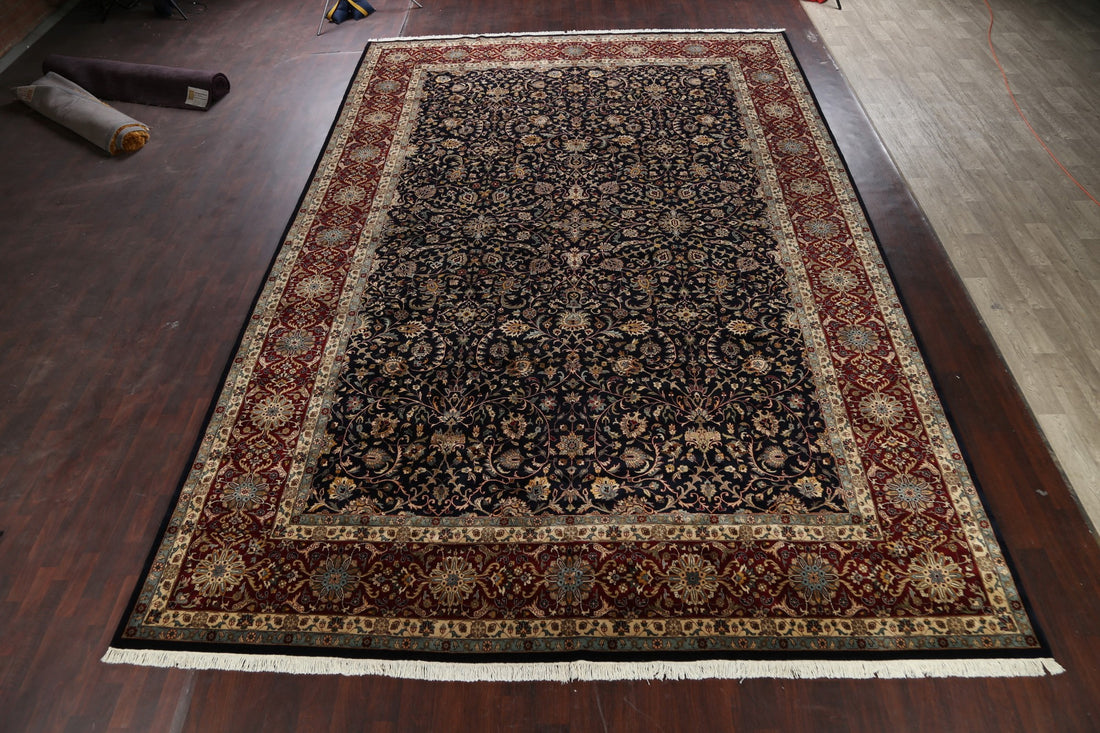 Navy Blue Aubusson Floral Palace Rug 12x18