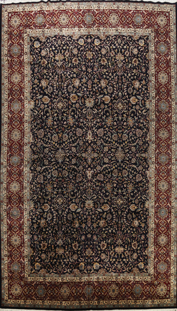 Navy Blue Aubusson Floral Palace Rug 12x18
