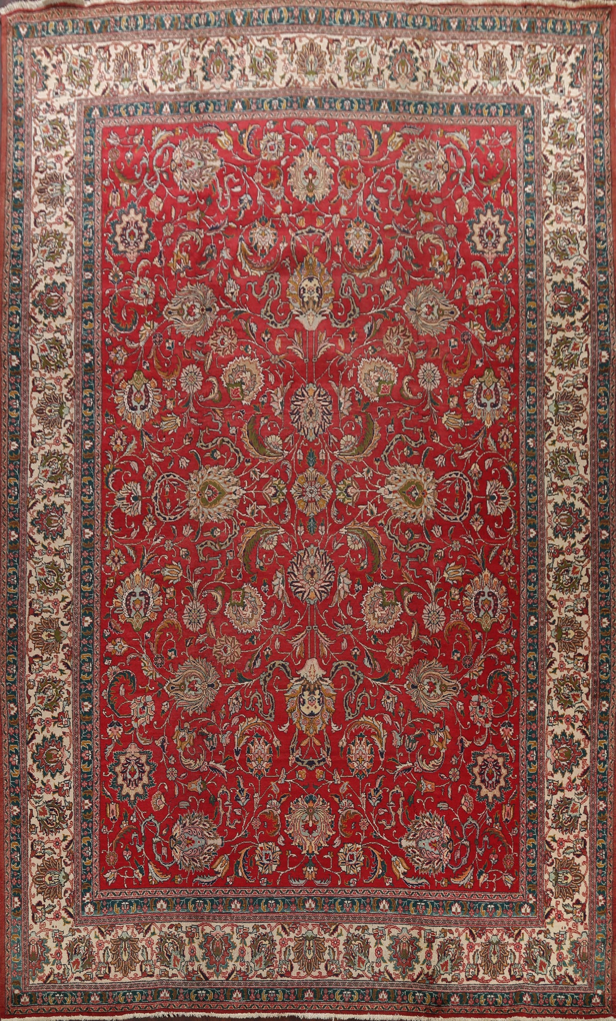Red Floral Tabriz Persian Rug 11x15