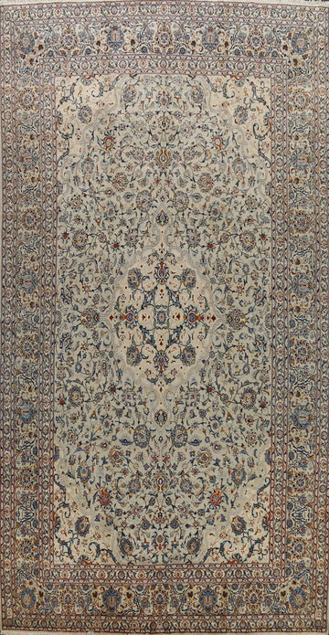 100% Vegetable Dye Floral Kashan Persian Area Rug 10x16