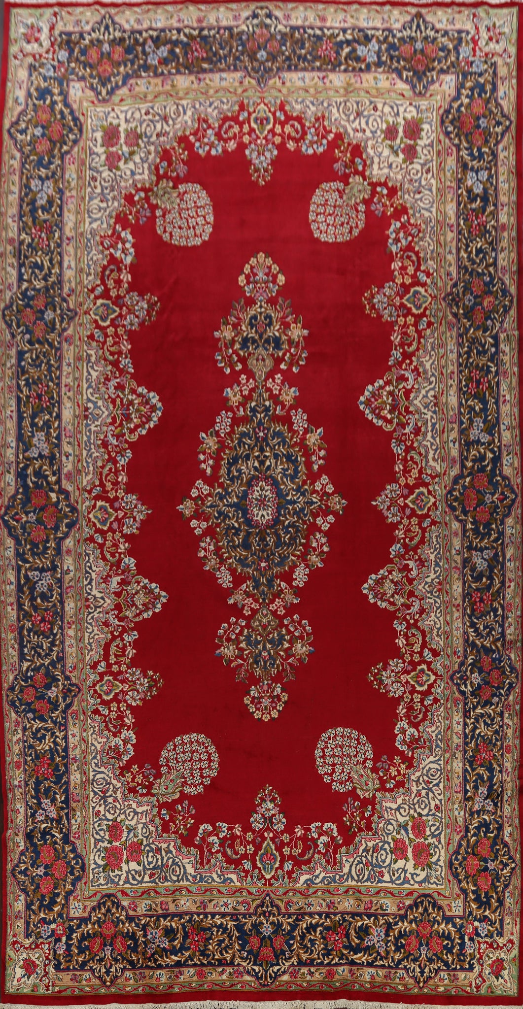 100% Vegetable Dye Floral Kerman Persian Area Rug 10x17