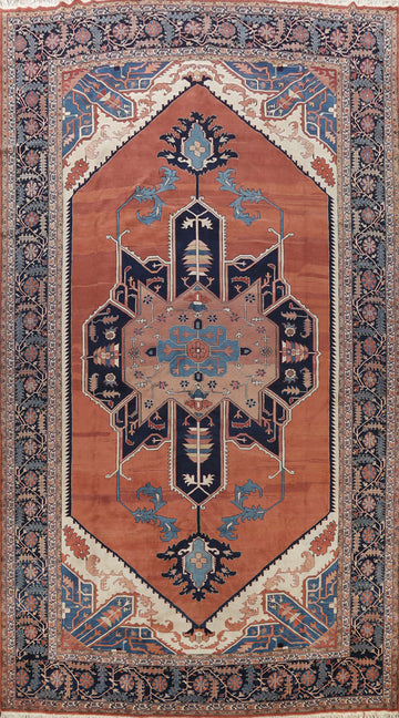 100% Vegetable Dye Geometric Heriz Persian Area Rug 13x19