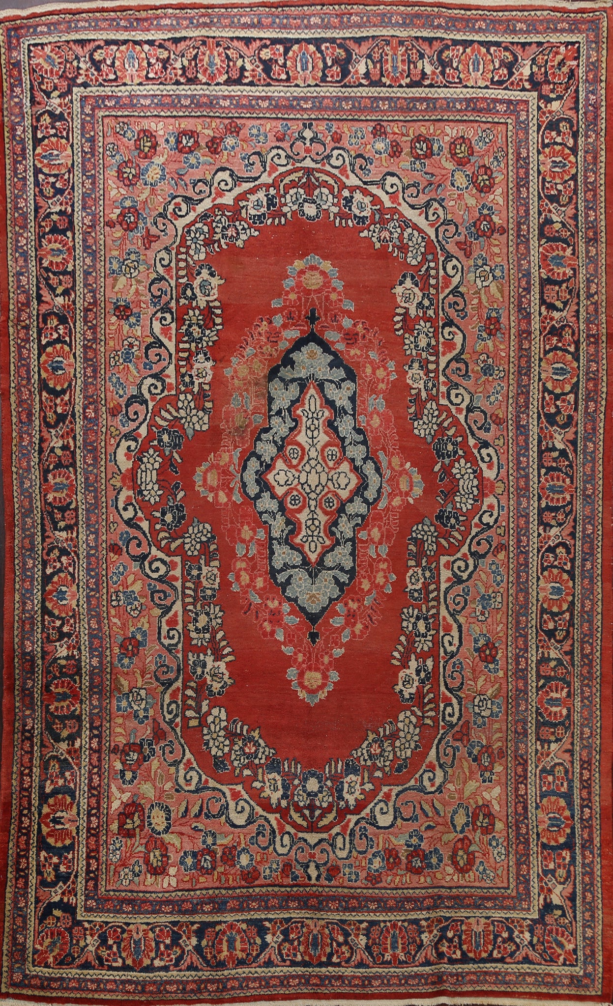 Antique Floral Mahal Persian Area Rug 8x11