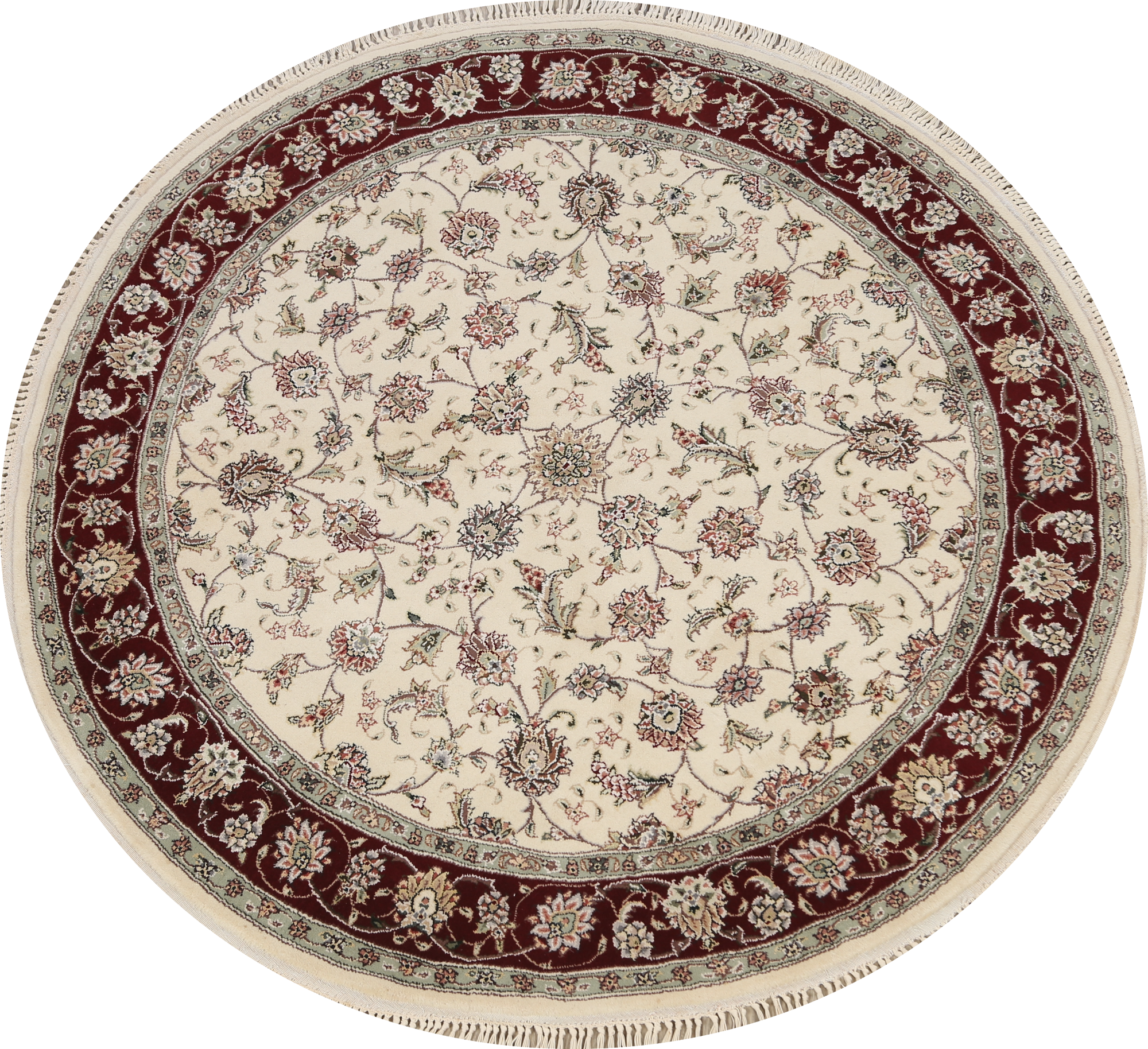 Wool/ Silk Floral Tabriz Oriental Area Rug 5x5 Round