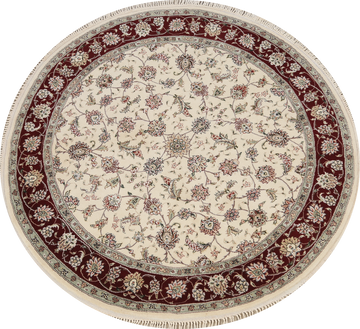 Wool/ Silk Floral Tabriz Oriental Area Rug 5x5 Round