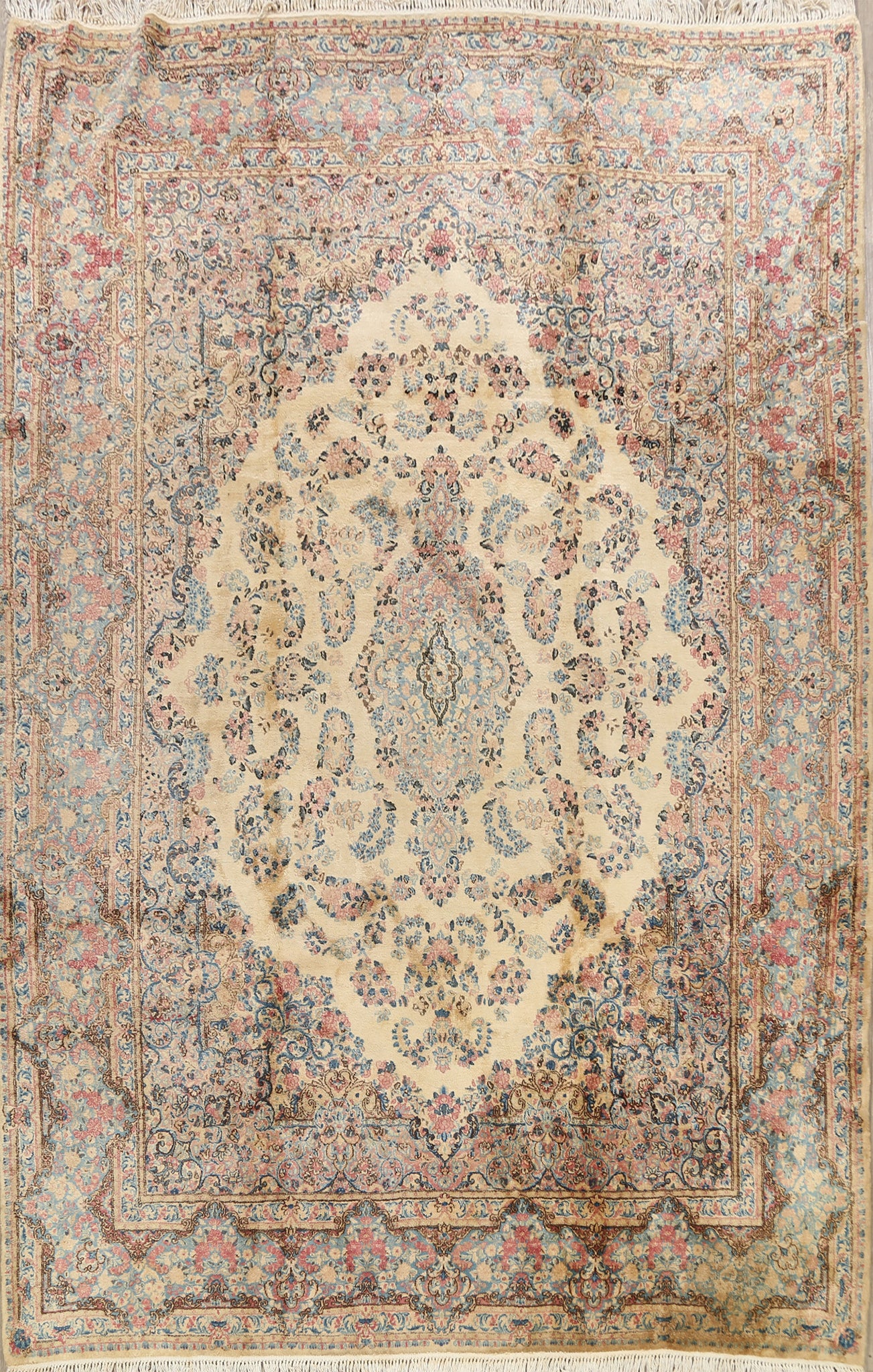 Vegetable Dye Floral Kerman Persian Area Rug 9x11