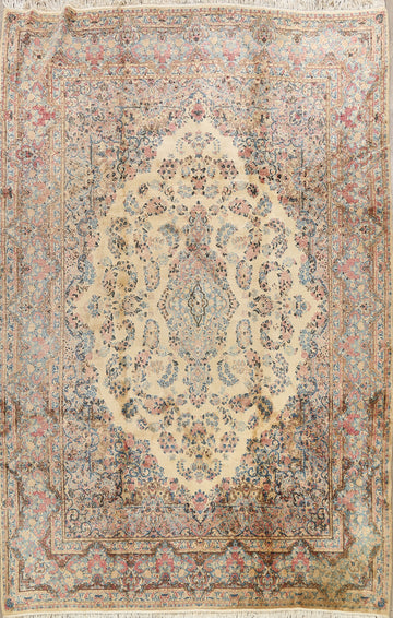 Vegetable Dye Floral Kerman Persian Area Rug 9x11