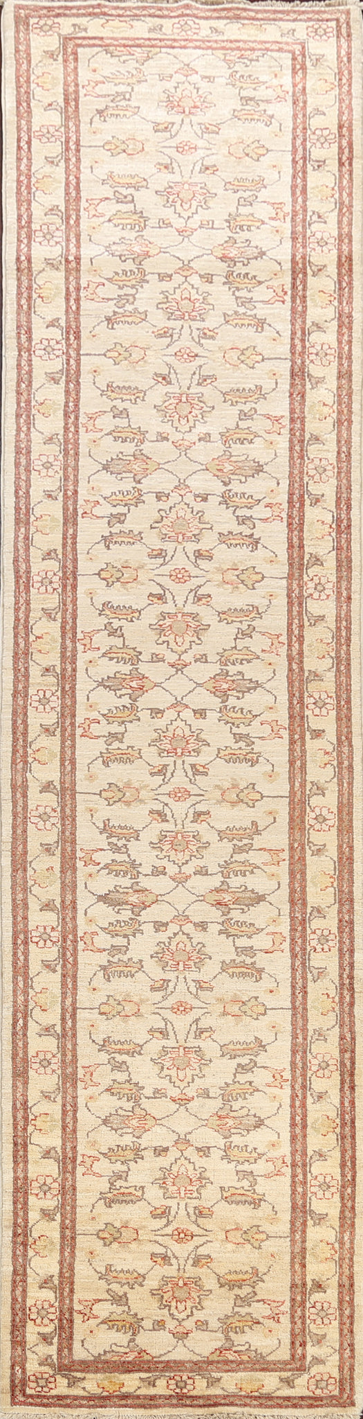 100% Vegetable Dye Floral Peshawar Oriental Runner Rug 3x13