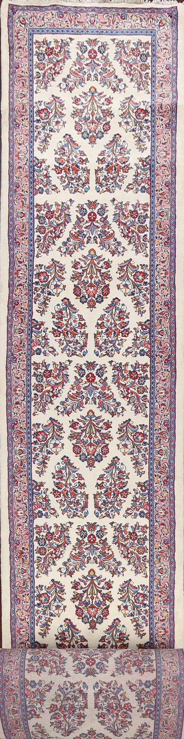 100% Vegetable Dye Floral Sarouk Persian Runner Rug 3x41