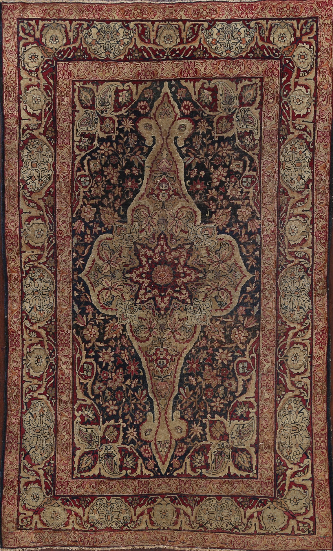 Pre-1900 Antique Floral Persian Area Rug 4x7