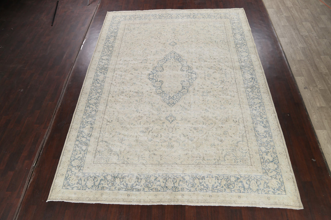 Muted Distressed Kerman Persian Area Rug 10x13