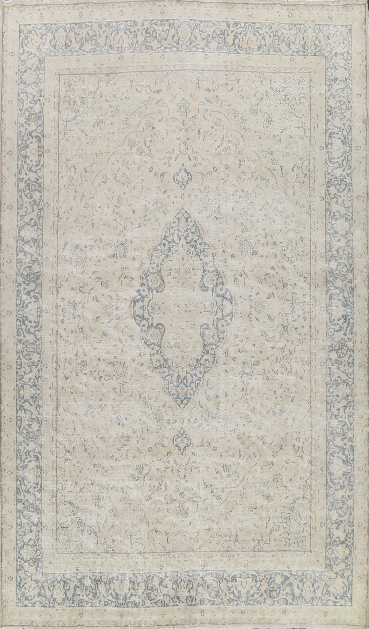 Muted Distressed Kerman Persian Area Rug 10x13