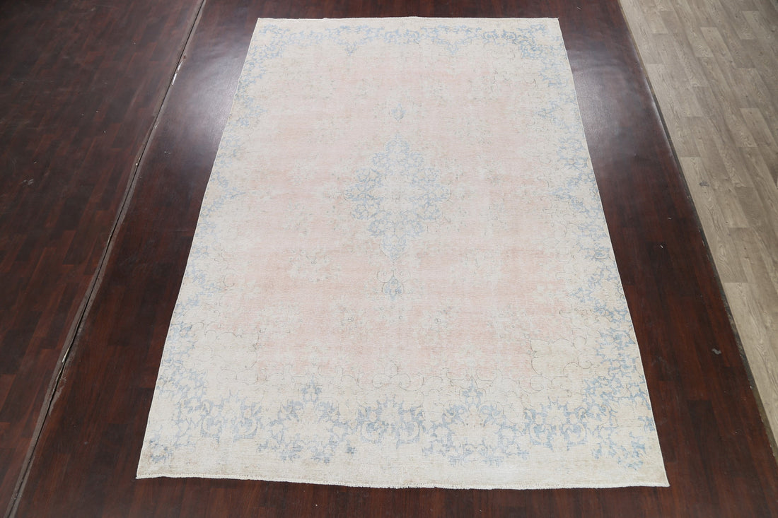 Muted Distressed Kerman Persian Area Rug 8x12