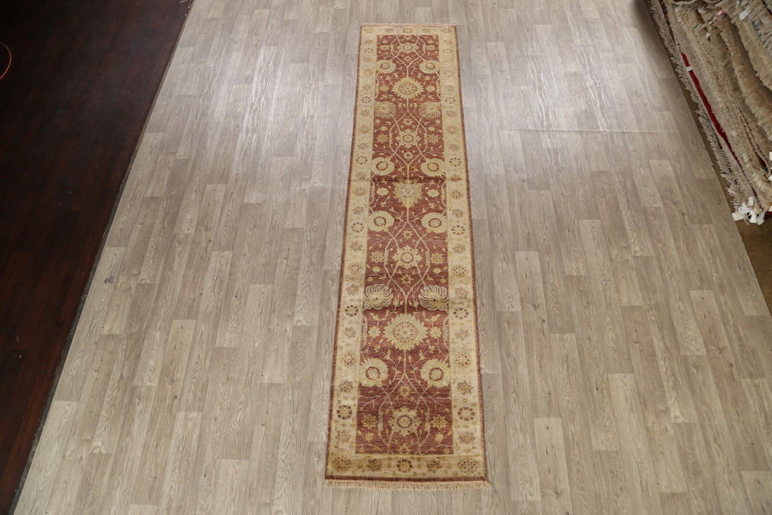 100% Vegetable Dye Agra Oriental Runner Rug 3x12