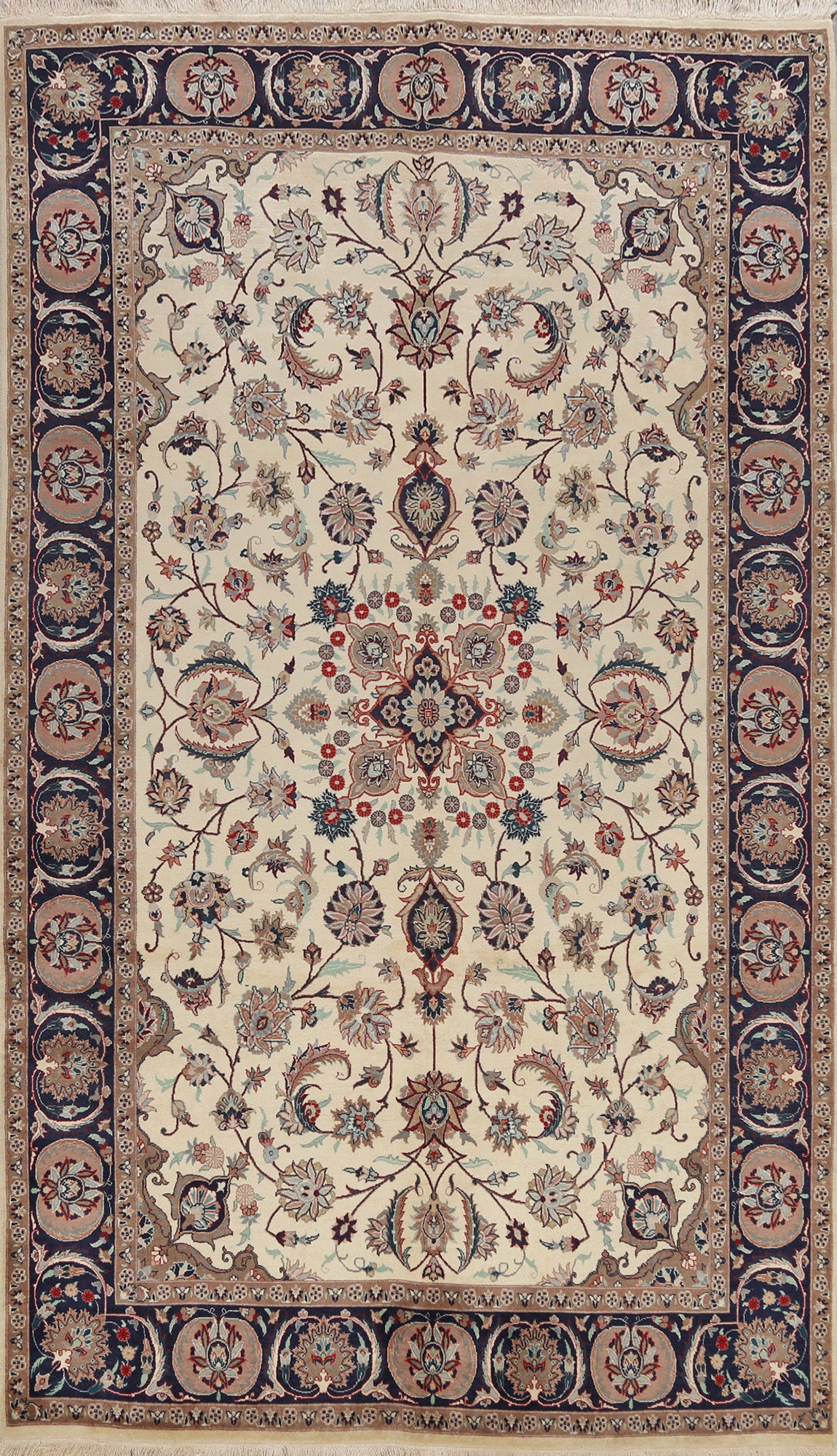 Vegetable Dye Floral Kashan Oriental Area Rug 6x9