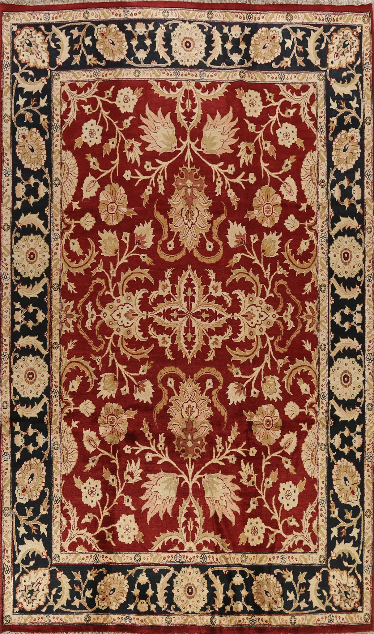 All-Over Floral Agra Red and Black Area Rug 9x12