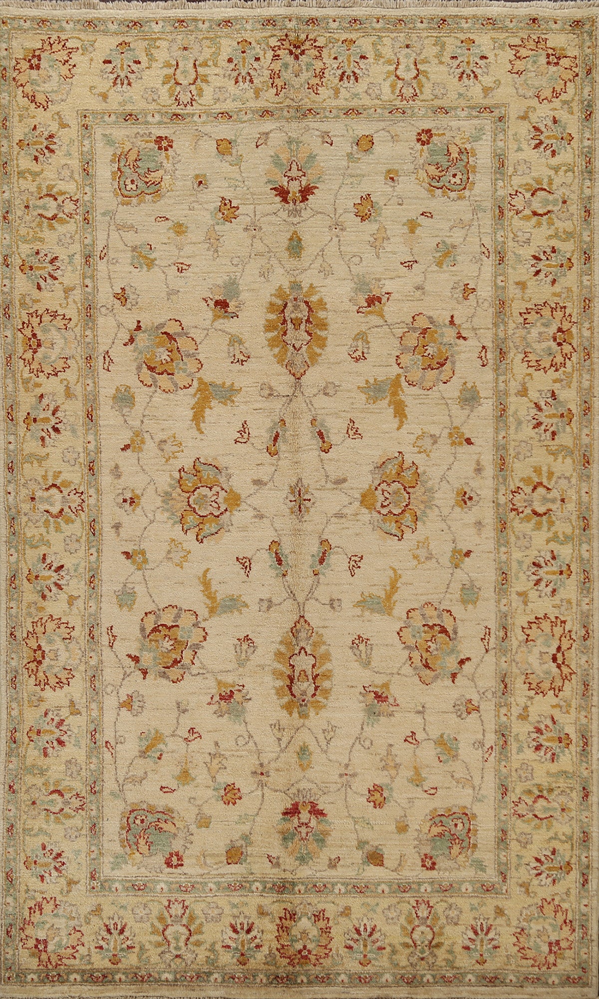 All-Over Floral Peshawar Oriental Area Rug 5x8
