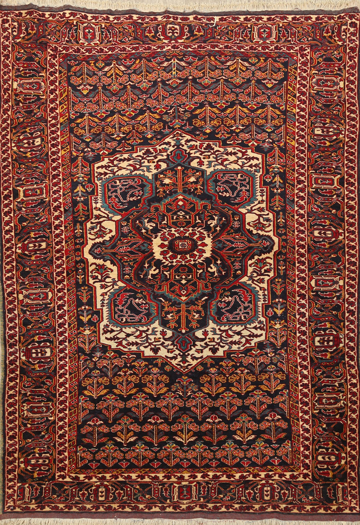 Madder Vegetable Dye Sarouk Farahan Persian Area Rug 4x6