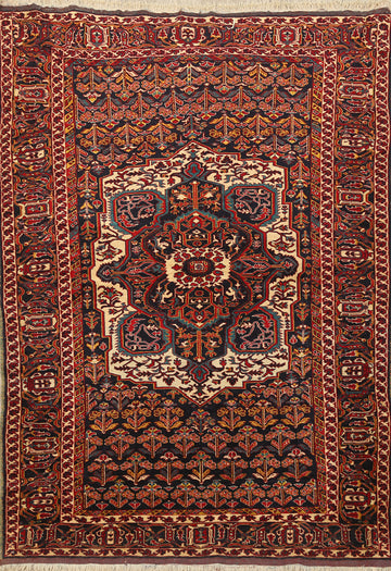Madder Vegetable Dye Sarouk Farahan Persian Area Rug 4x6