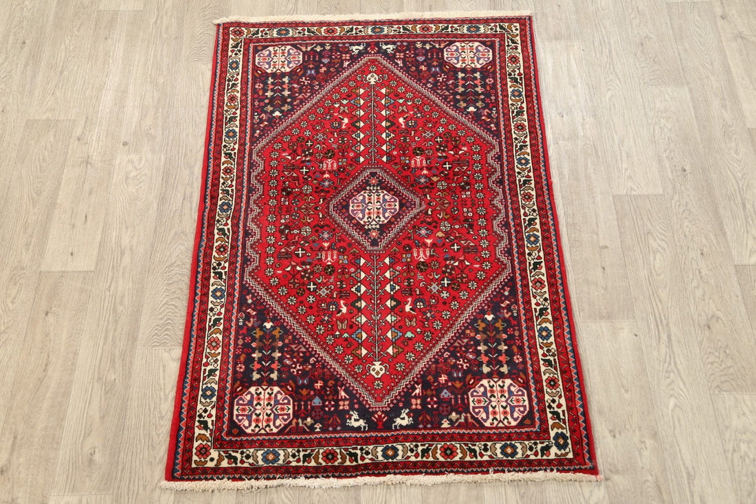 Vegetable Dye Tribal Geometric Abadeh Persian Area Rug 3x5