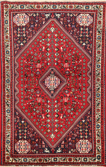 Vegetable Dye Tribal Geometric Abadeh Persian Area Rug 3x5