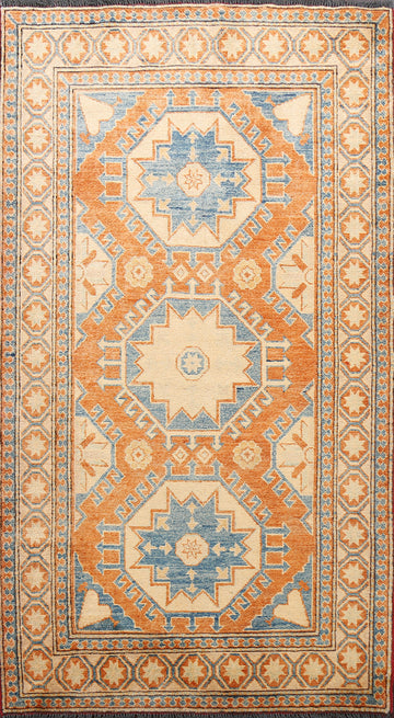 100% Vegetable Dye Super Kazak Oriental Area Rug 4x6