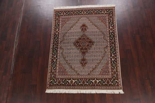 Vegetable Dye Wool/ Silk Tabriz Mahi Persian Area Rug 5x7