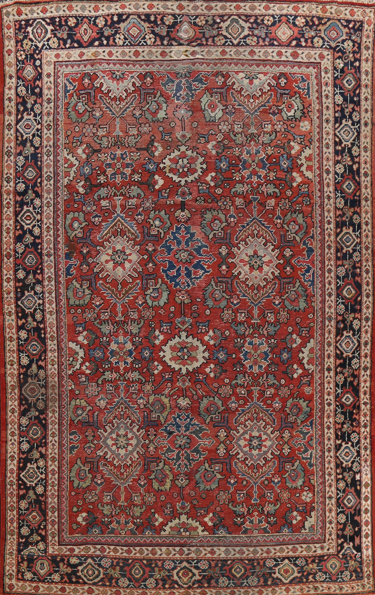 Antique 100% Vegetable Dye Mahal Persian Area Rug 7x11