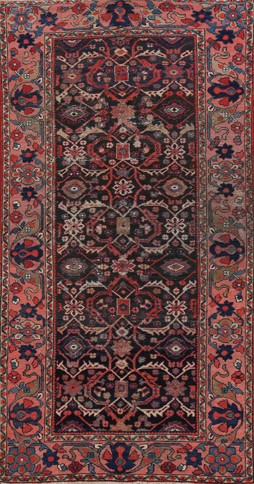 Pre-1900 Antique Vegetable Dye Sarouk Persian Runner Rug 4x9