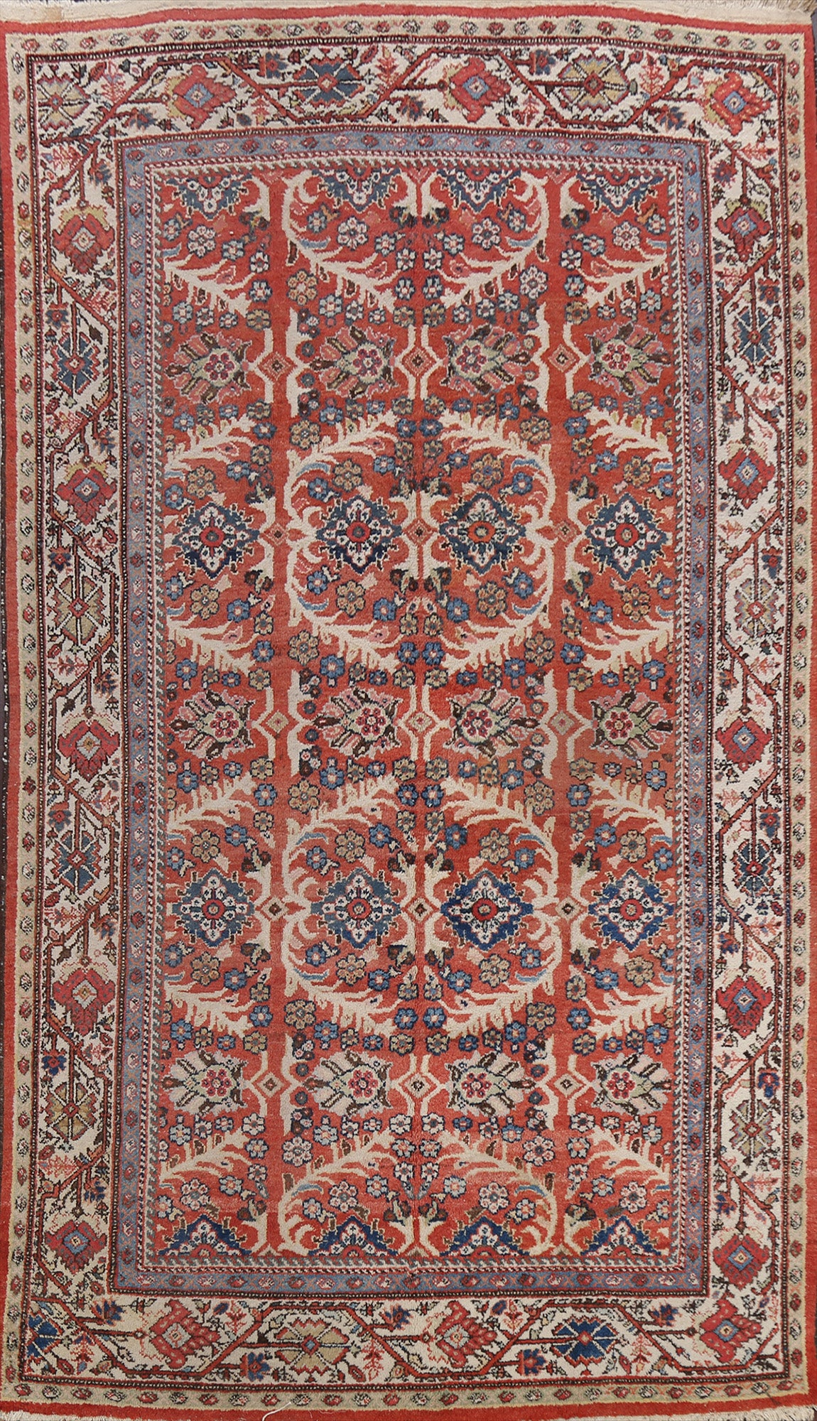 Antique Vegetable Dye Floral Mahal Persian Area Rug 7x10