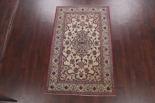 Antique 100% Vegetable Dye Kashan Dabir Persian Area Rug 4x7