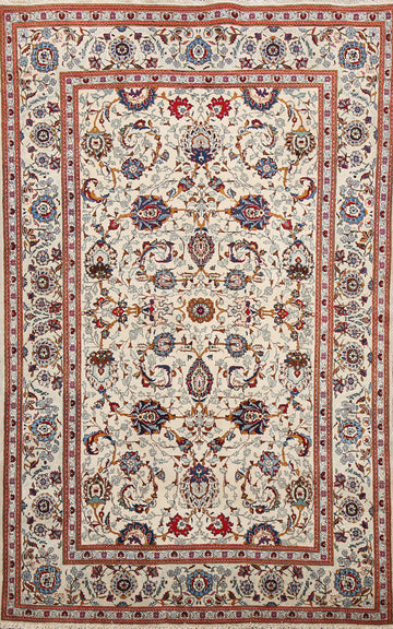 100% Vegetable Dye Floral Kashan Persian Area Rug 4x7