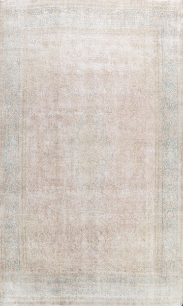 Muted Distressed Kerman Persian Area Rug 9x13