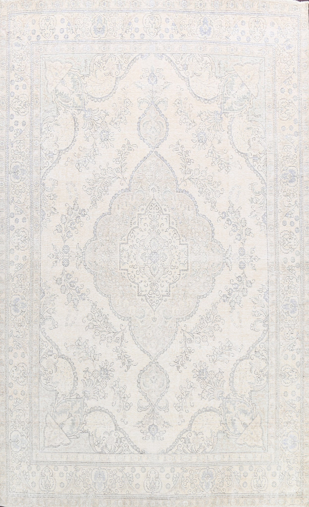 Muted Distressed Tabriz Persian Area Rug 9x13