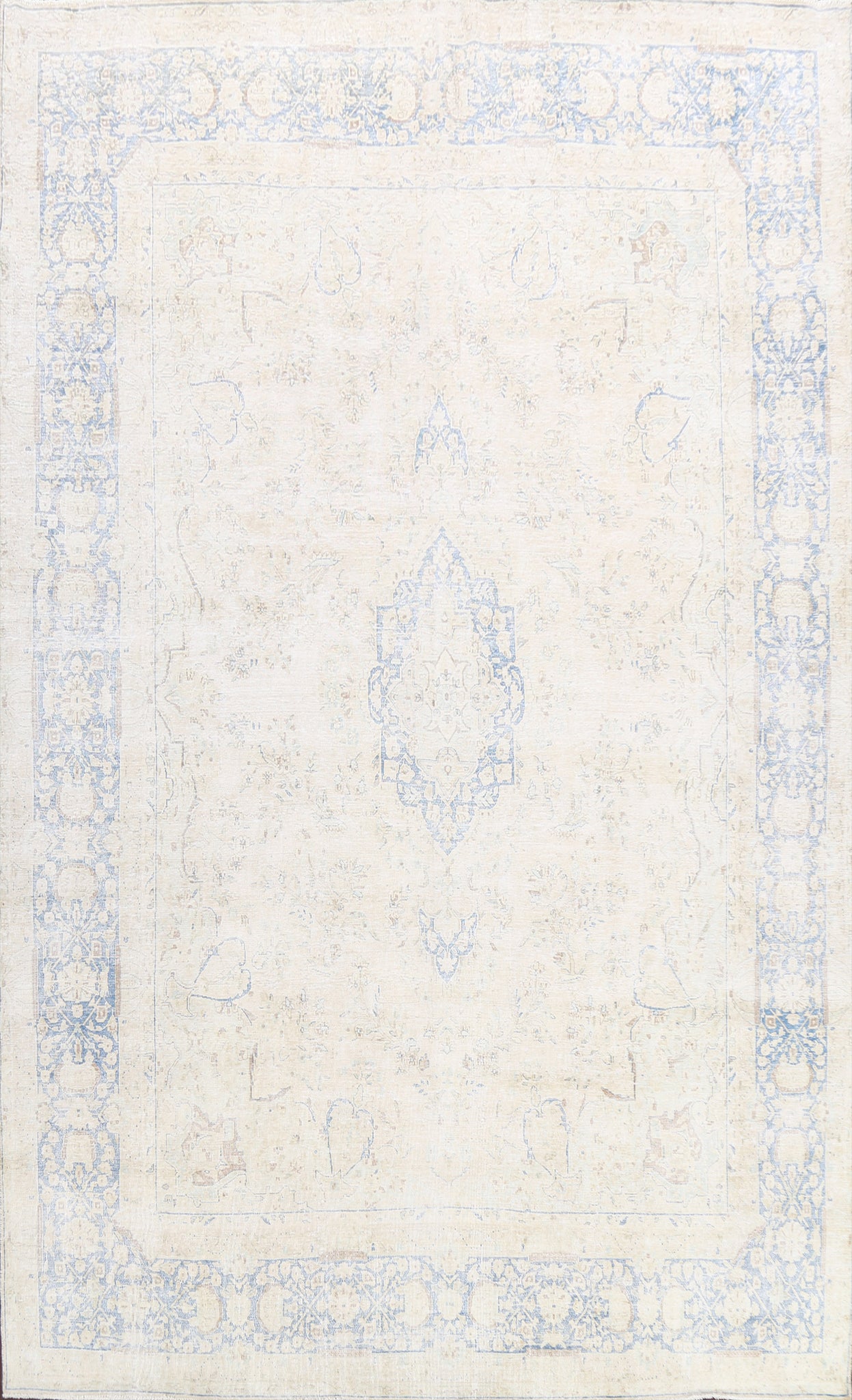 Muted Distressed Kerman Persian Area Rug 10x13
