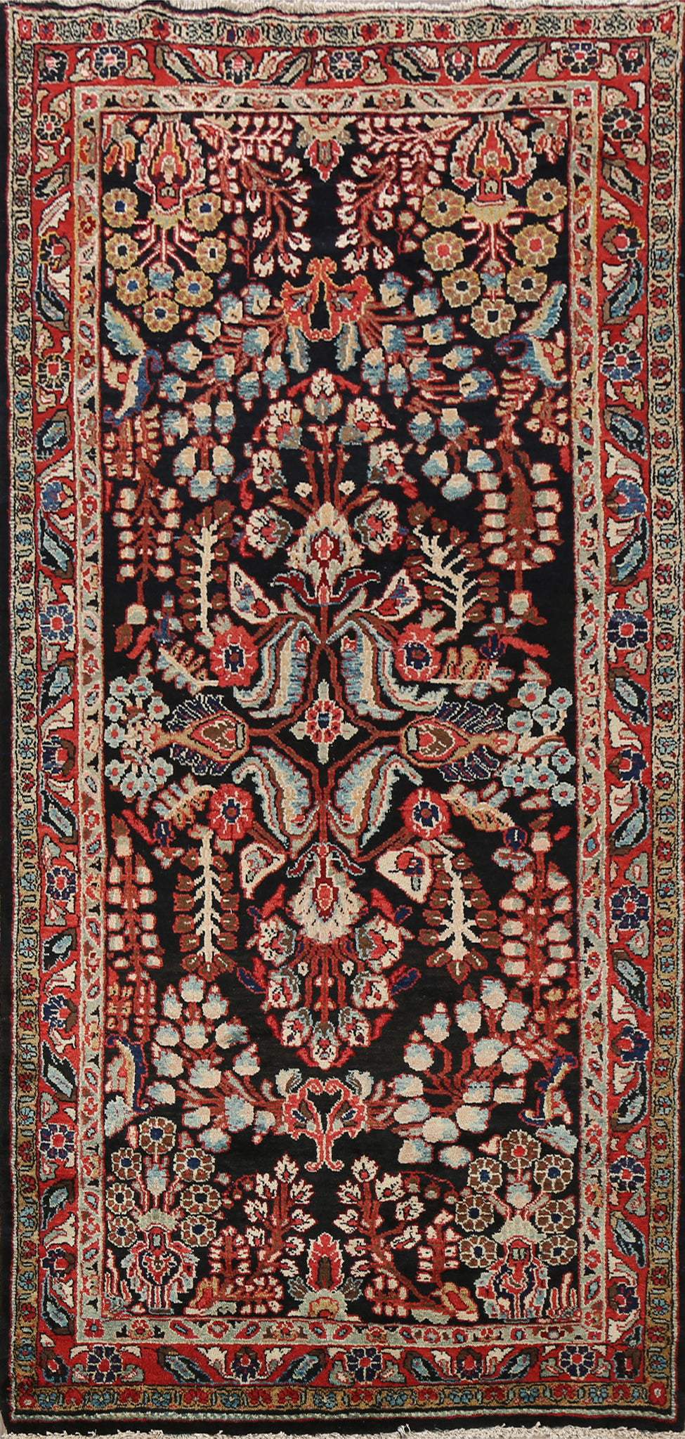 100% Vegetable Dye Floral Mahal Persian Runner Rug 4x9