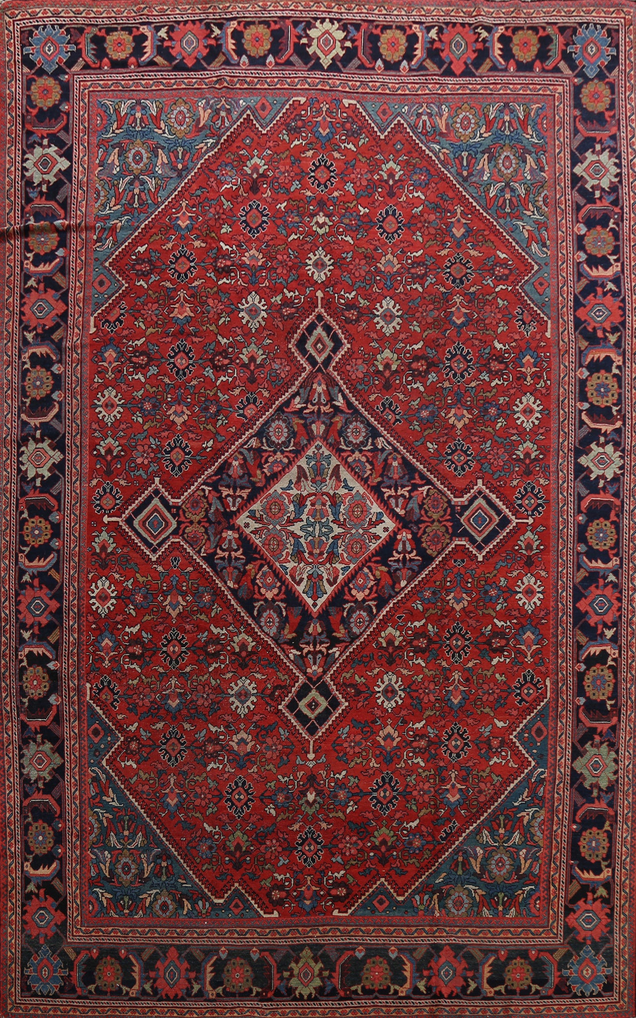 Antique Vegetable Dye Geometric Mahal Persian Area Rug 9x12